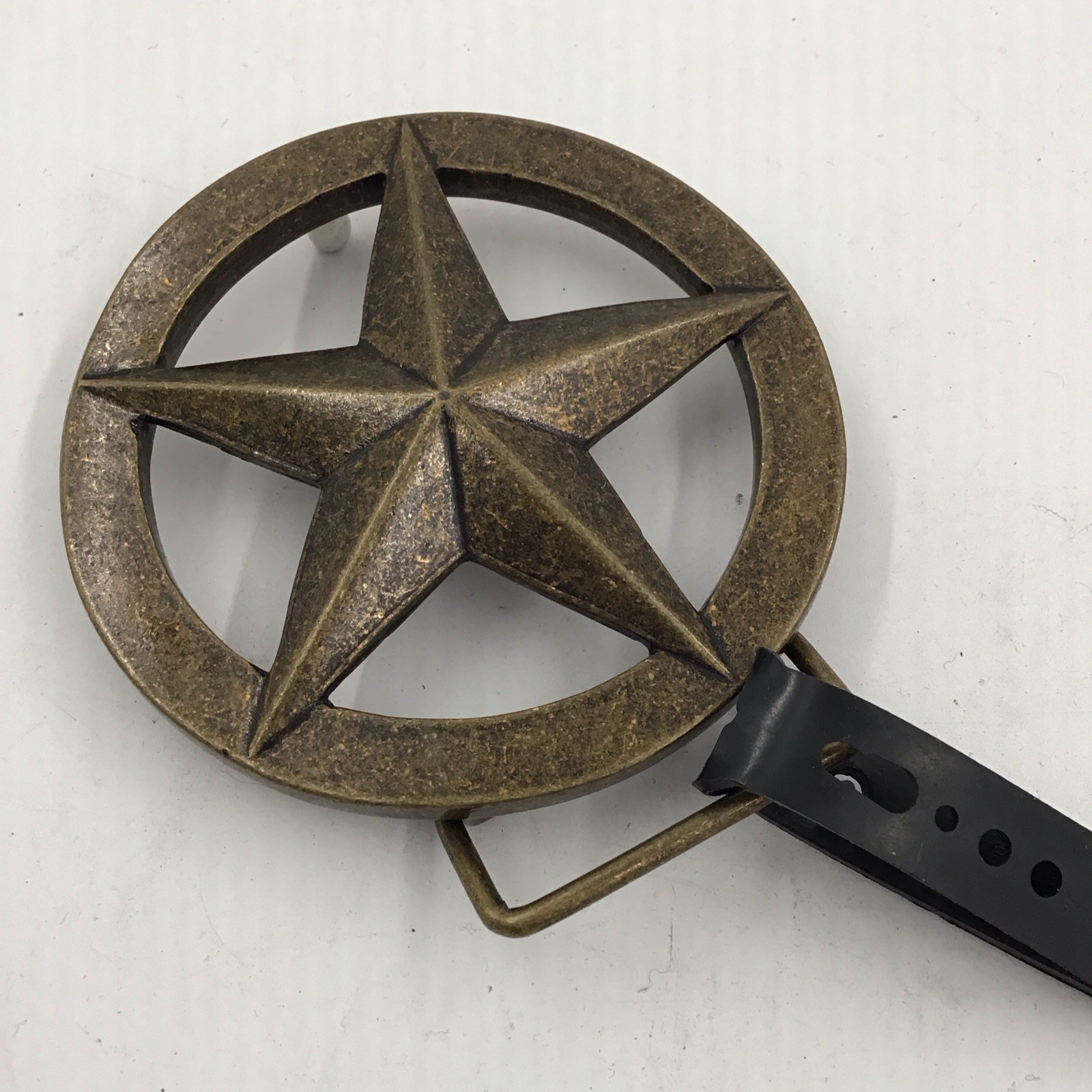 Vintage Bronze Star Western Style Belt Buckle: 3.5 Inch Diameter, New