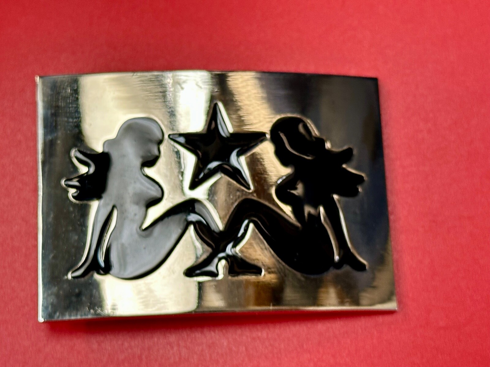 DOUBLE Sexy Mudflap Girl Truckers Silhouette Polished Reflective belt buckle