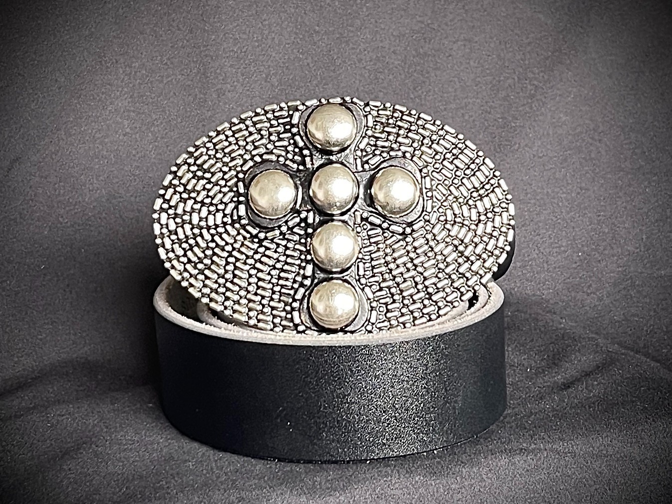 Cross Belt Buckle Darren McNeese Archive 4.5” x 3” Handmade Textured Metal