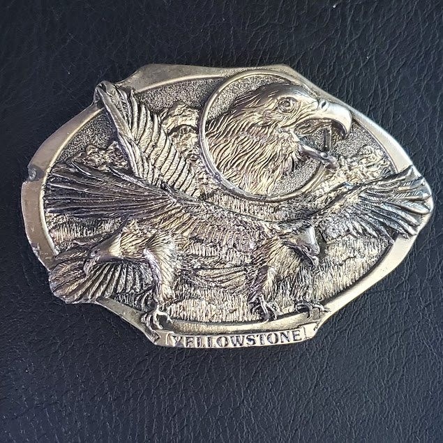 1987 Colorado Silver Star Yellowstone Eagle Belt Buckle Silver Tone USA Made