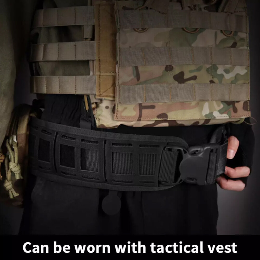 Men Tactical Molle Padded Patrol Belt Adjustable Waist Belts Hunting Combat Gear
