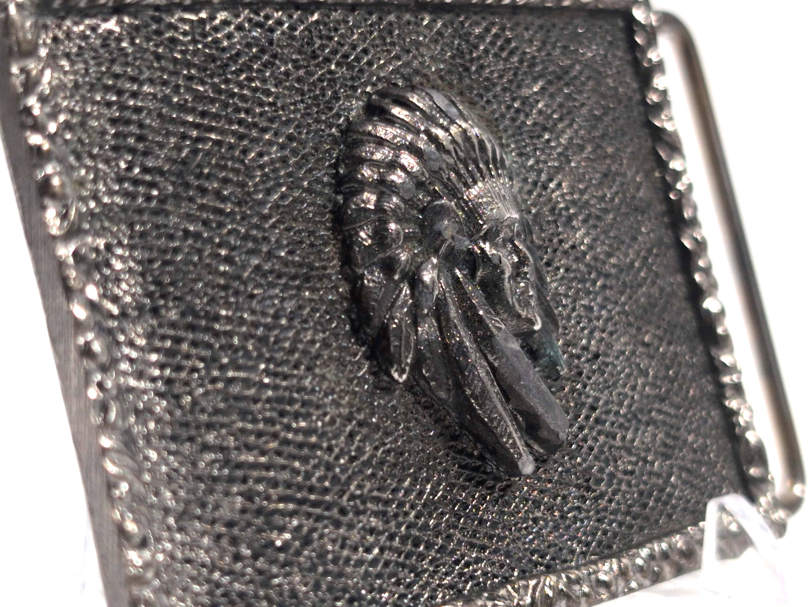 VTG 1973 James Lind Belt Buckle Chief Head Southwestern Brass Wyoming Studio