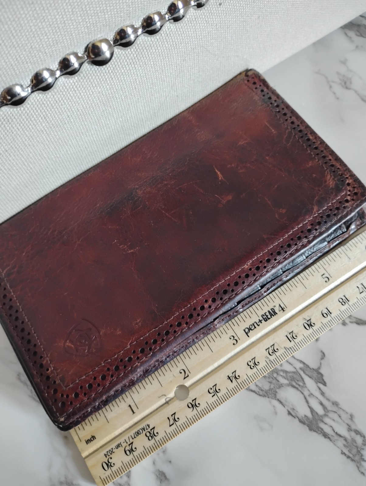 Ariat Leather Men&rsquo;s Rodeo Brown Wallet Western Checkbook Cover