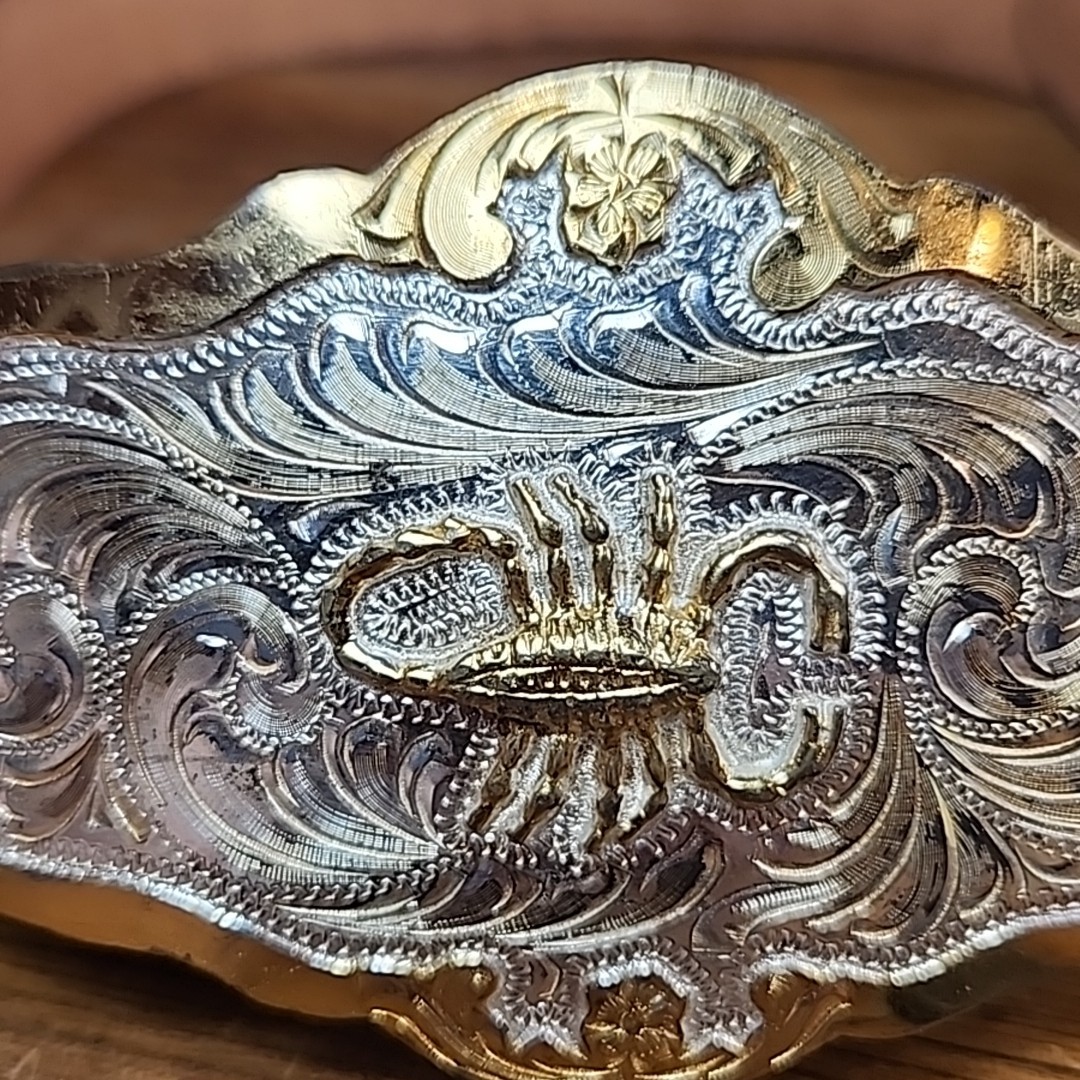 Scorpion Buckle Western Cowboy Style Hebilla Alacrán Vntg Silverplated