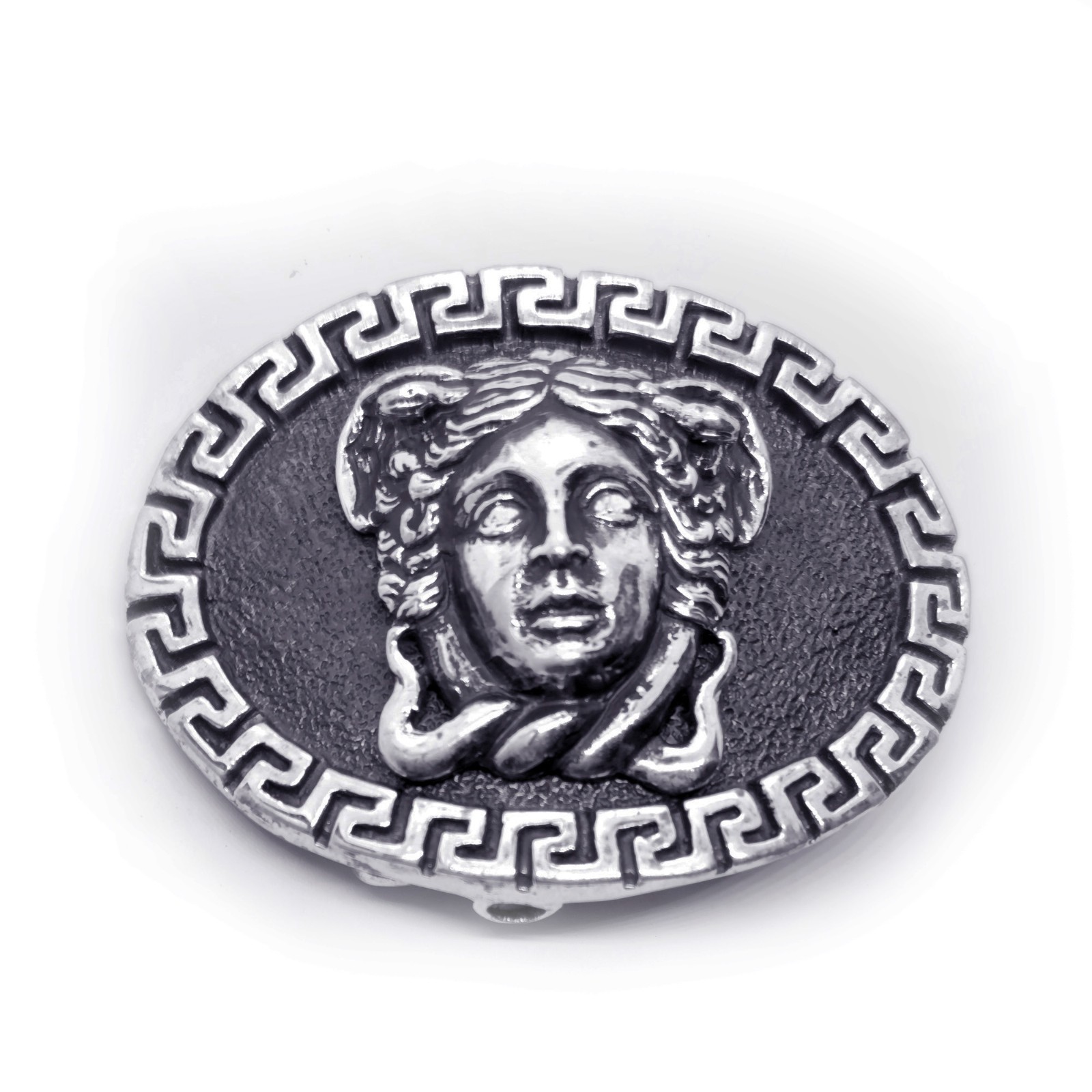 Medusa with Ancient Classic Design Oval Shape Sterling Silver Belt Buckle
