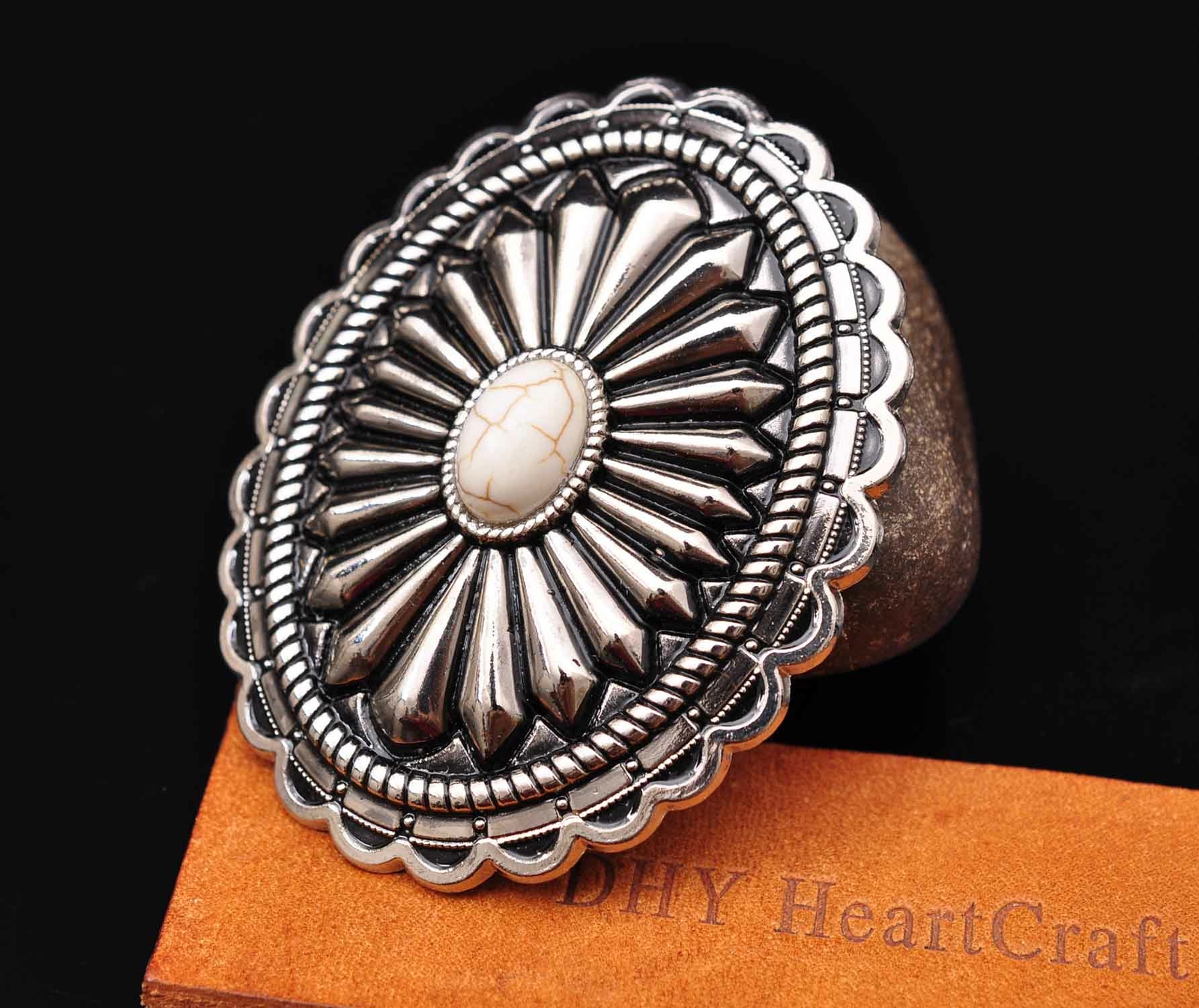 Bling Silver Southeast DIY Floral Turquoise Leather Belt Buckle Replacement 40mm