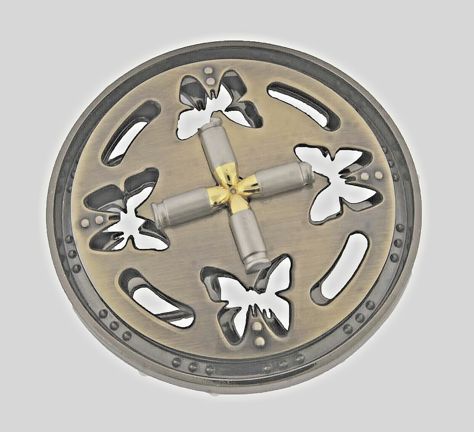 Gun Bullets Belt Buckle Vintage Spinners Gunmetal Men Women Western Rodeo Cowboy