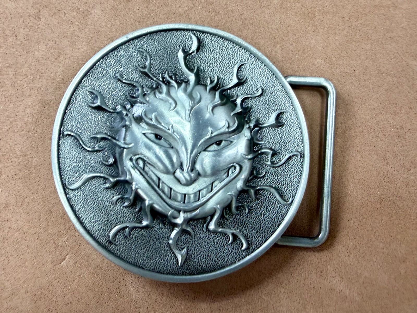 Flaming Sun Solar Flare Grinning Creepy Smile Novelty Belt Buckle by Buckle Rage