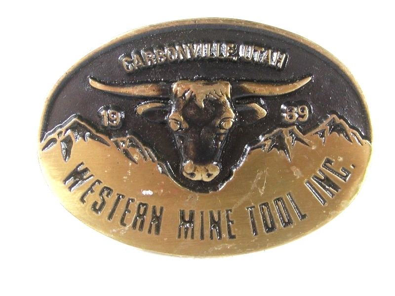 Western Mine Tool Carbonsville Utah Brass Belt Buckle By Dyna Buckle 4116