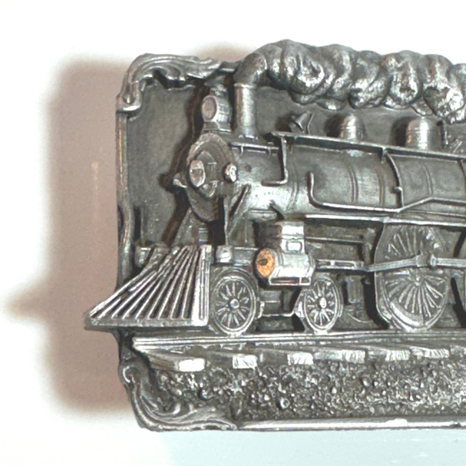 Vintage Western Train Buckle Metal American Railroad Steam Engine Sisskiyou 1986