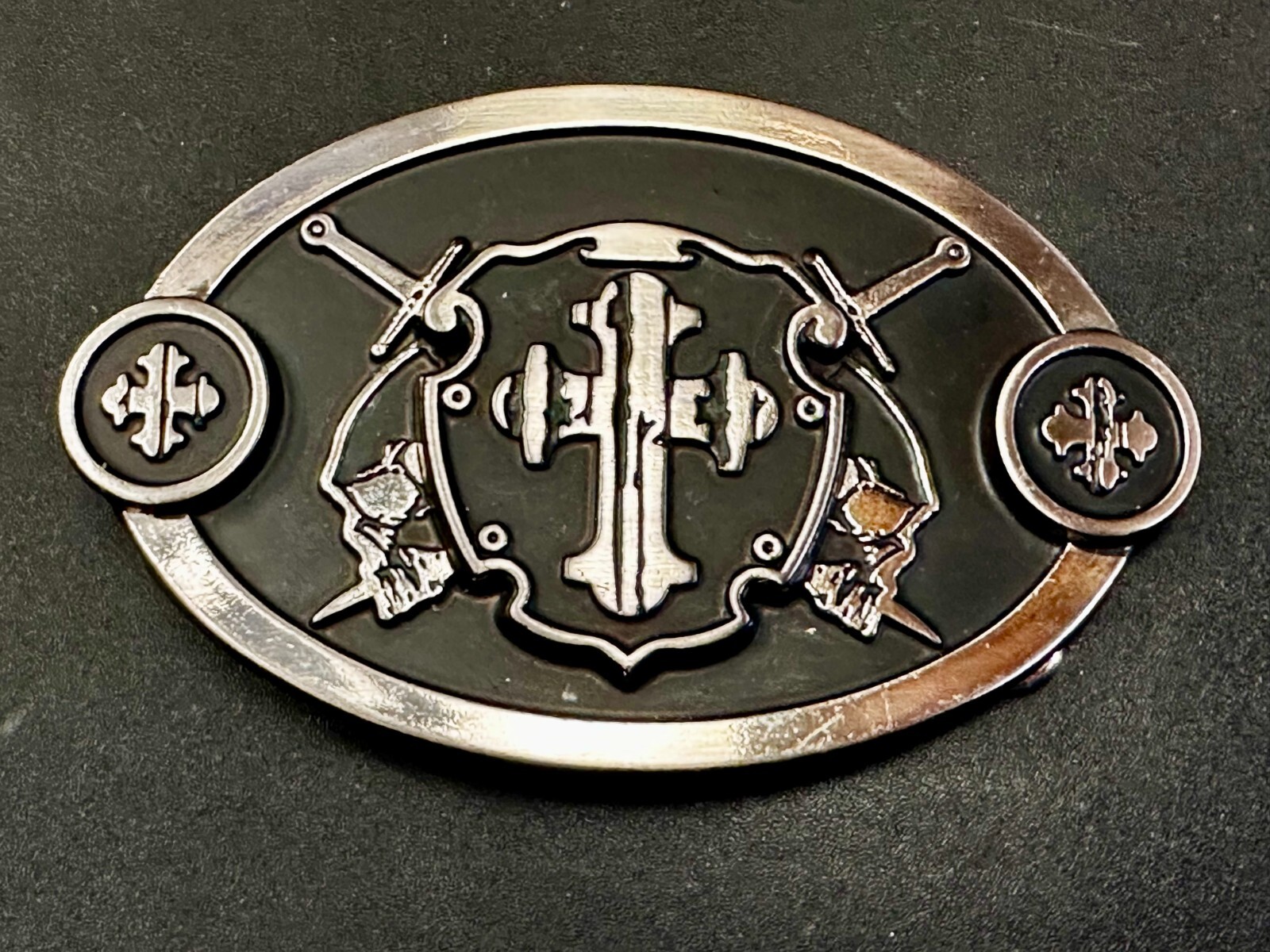 Swords & Cross Knight Shield Gothic Punk Rider Chrome Brand Belt Buckle #6216