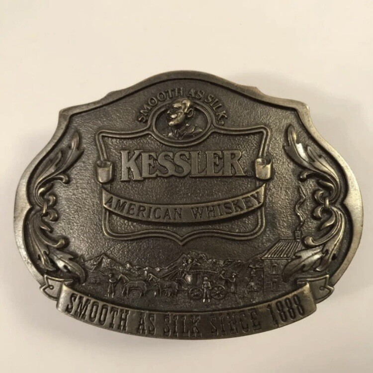 Vintage Kessler American Whiskey Western Brass Belt Buckle Limited Edition 1993