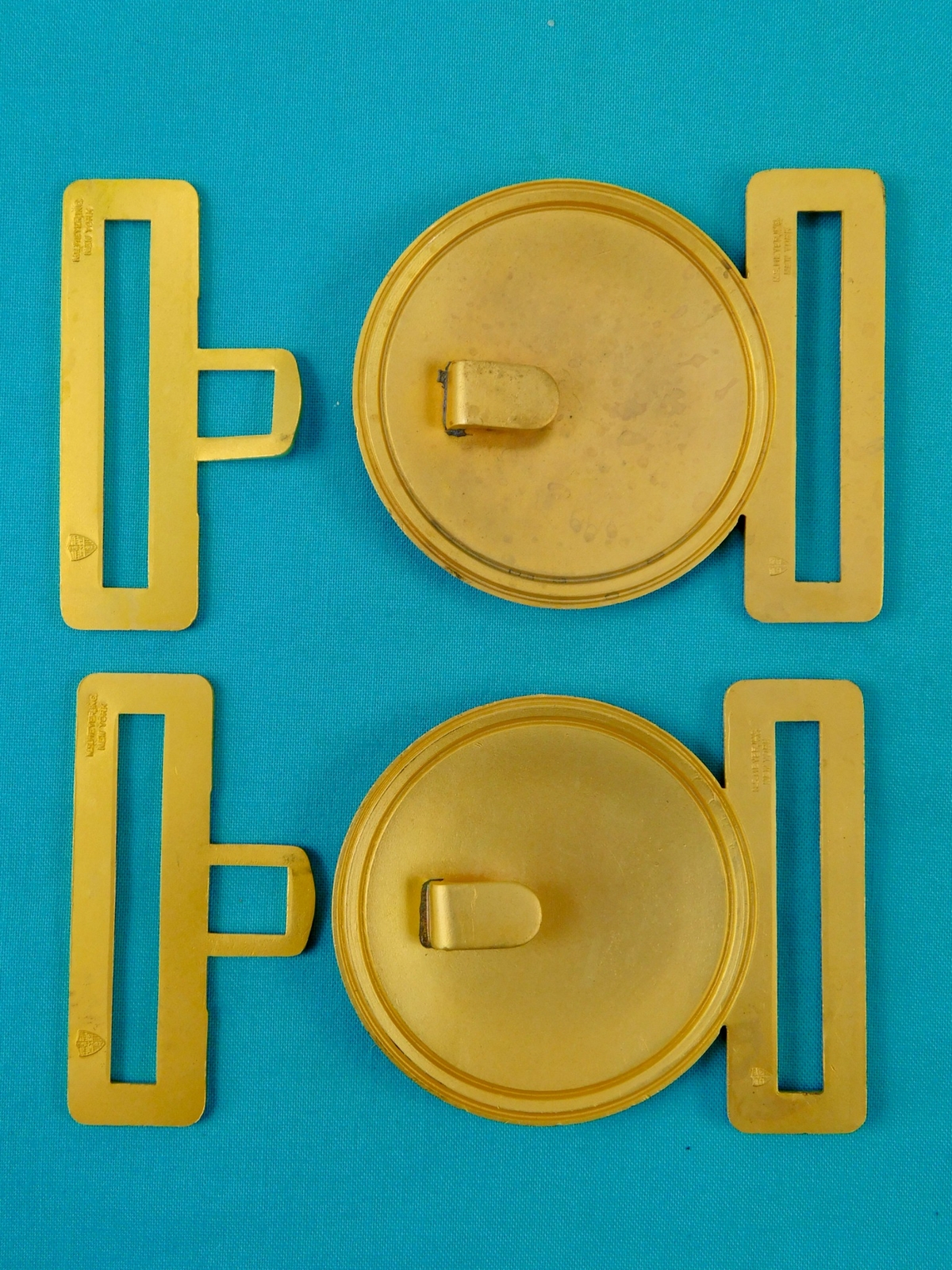 Set 2 US Guatemala Coat of Arms Gold Tone Military Army N.S. MEYER Belt Buckle D
