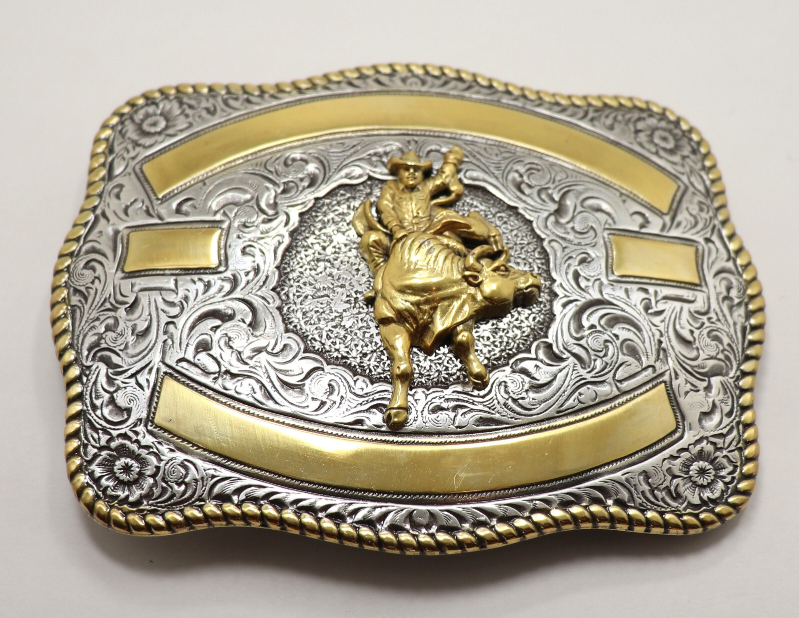 NEW Crumrine Western Rectangle BULL RIDER Belt Buckle 3807241 BOXED