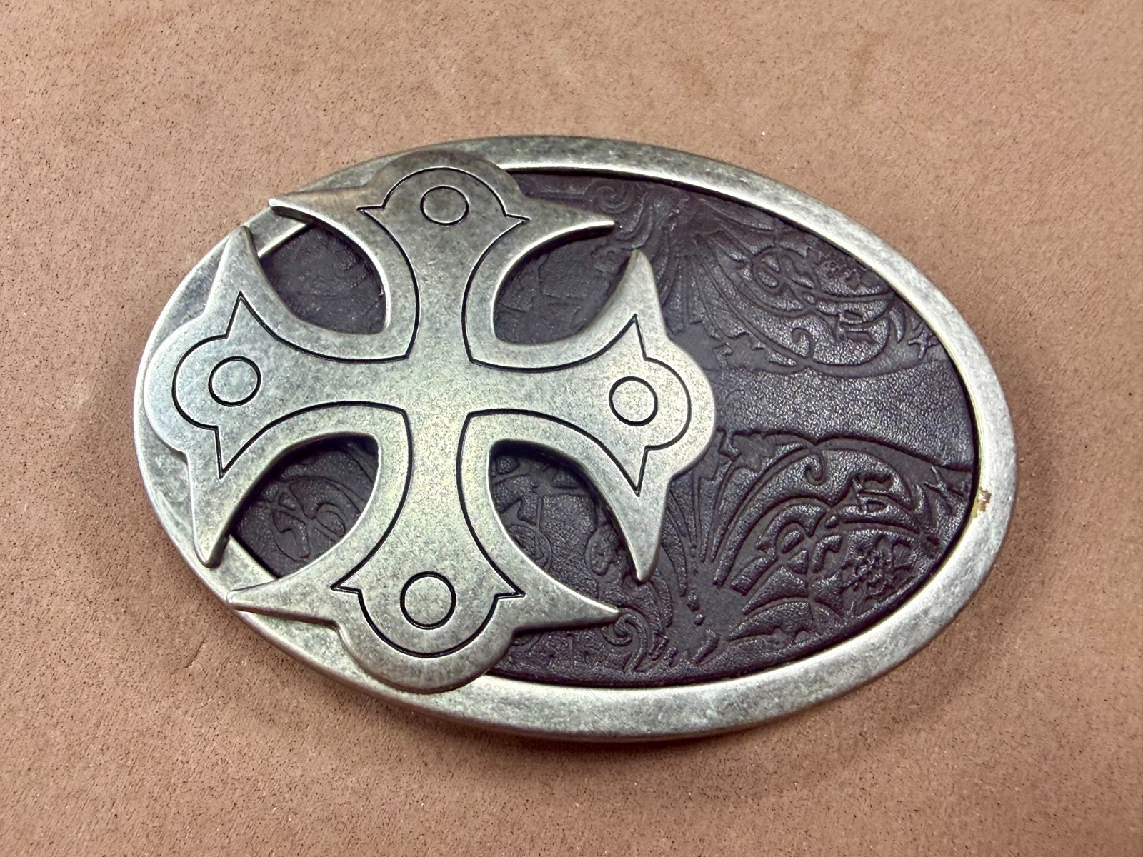 Maltese Celtic Iron Cross Gothic Punk Biker Black & Silver Color Belt Buckle