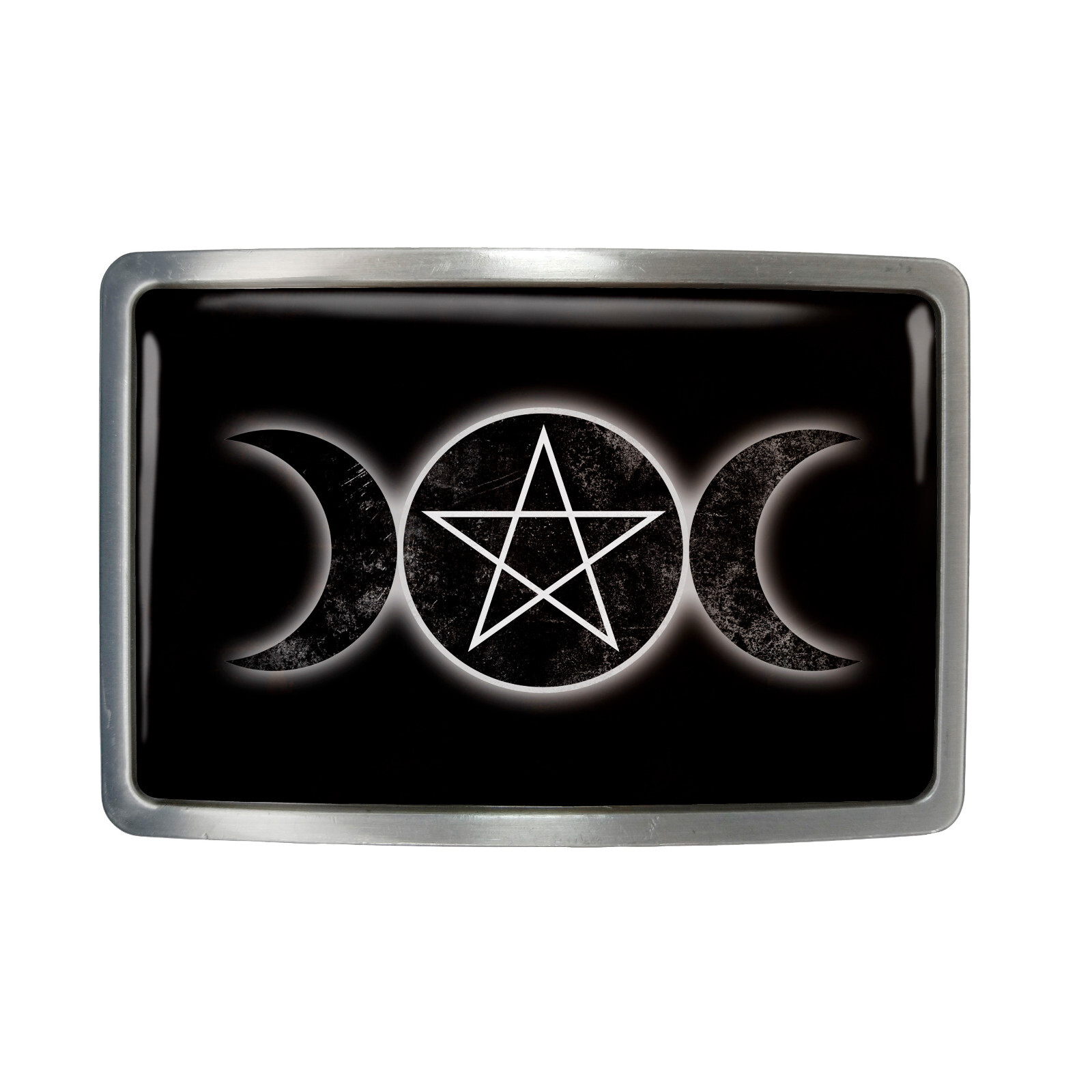 Triple Moon Pentagram Belt Buckle – Wicca Occult Gothic Belt Buckle – 164