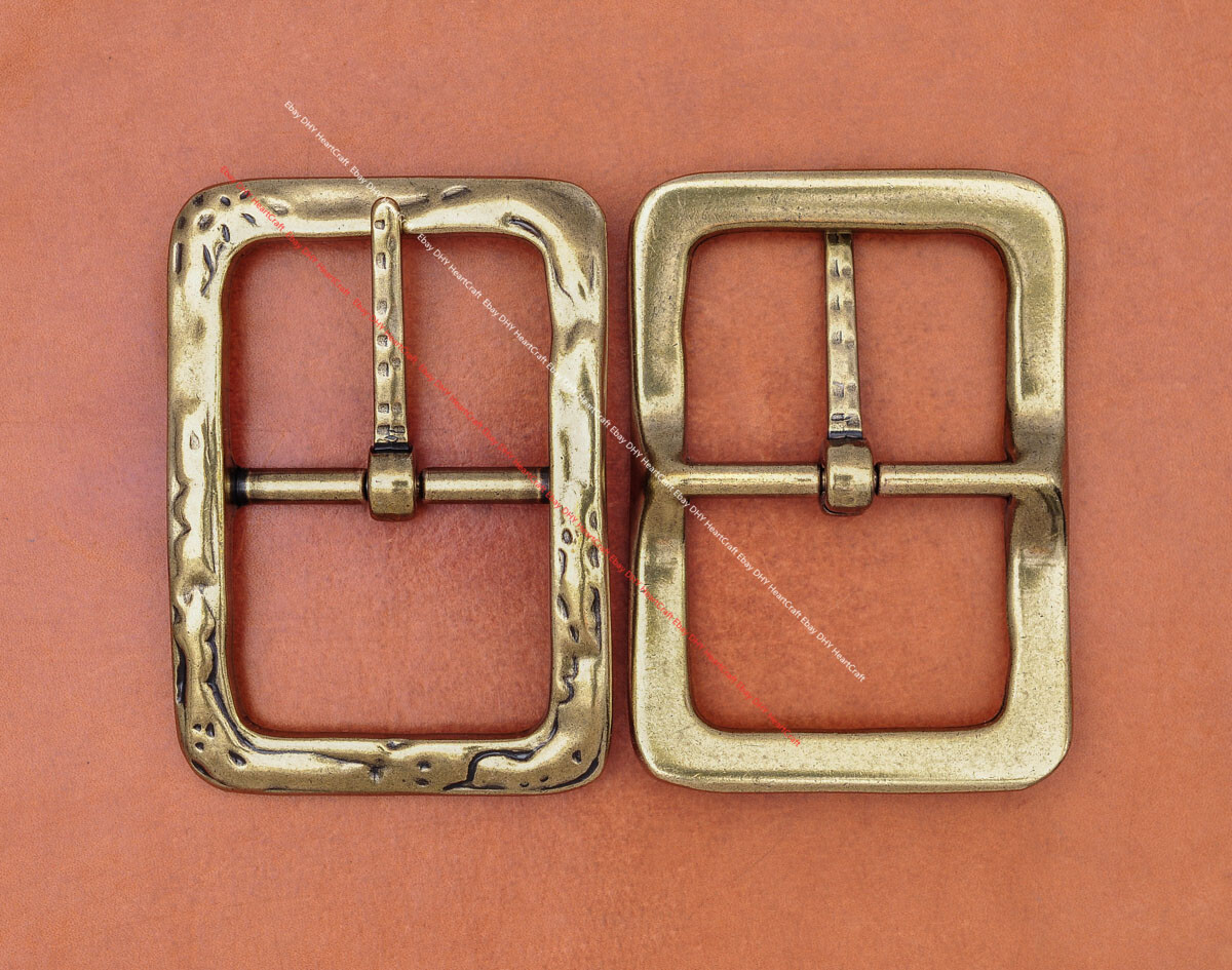 Emboss Bling Brass Rectangle Leathercraft Center Bar Belt Buckle Fit 40mm Strap