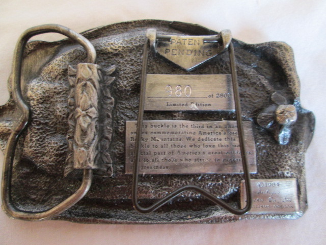 The Rocky Mountains Belt Buckle 1984 Commenative Pewter Ltd Ed Elk Siskiyou Rare