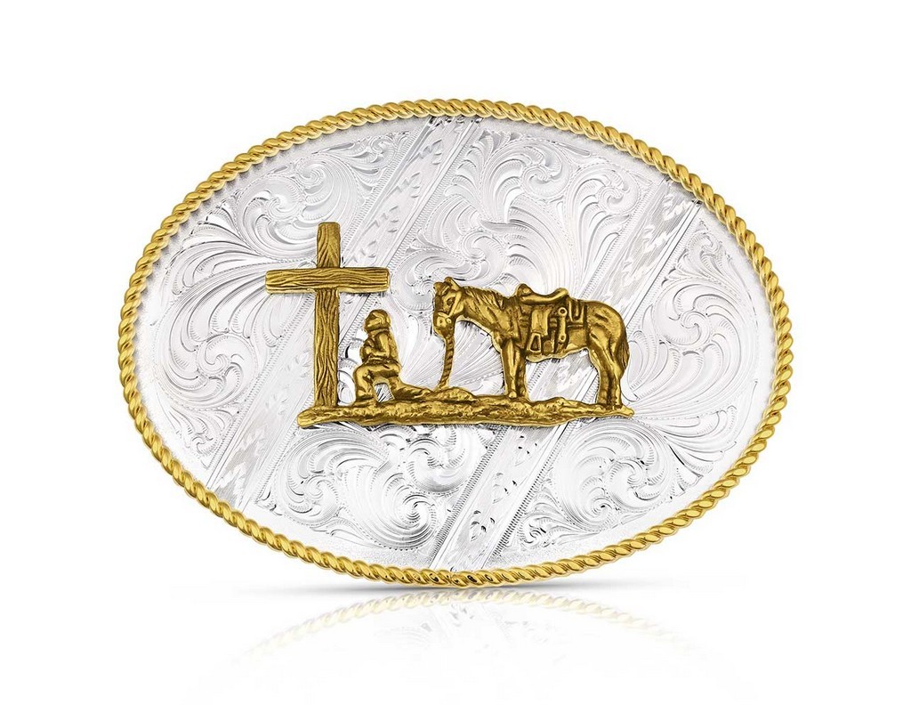 Montana Silversmiths Belt Buckle Christian Cowboy Silver Gold 6186-731