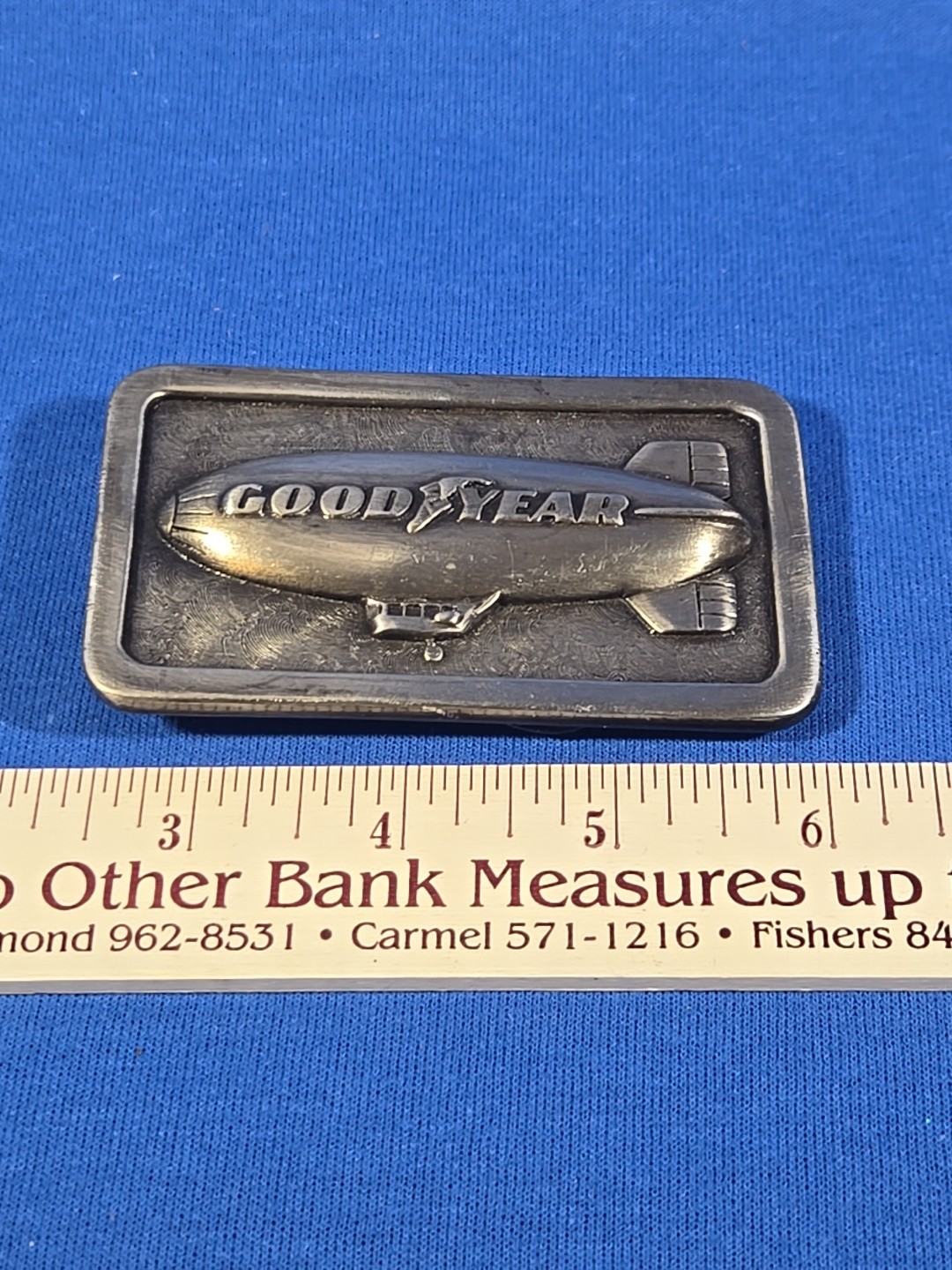 Vintage 1974 Goodyear Tire and Rubber Company Blimp Belt Buckle MARKED REPRO