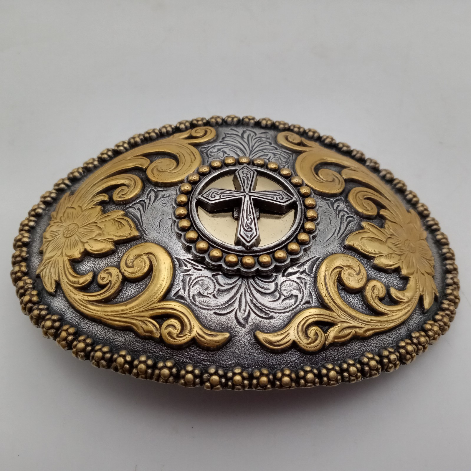 Nocona Western Belt Belt Belt Large Sliver Gold Metal Cowboy Western Christian