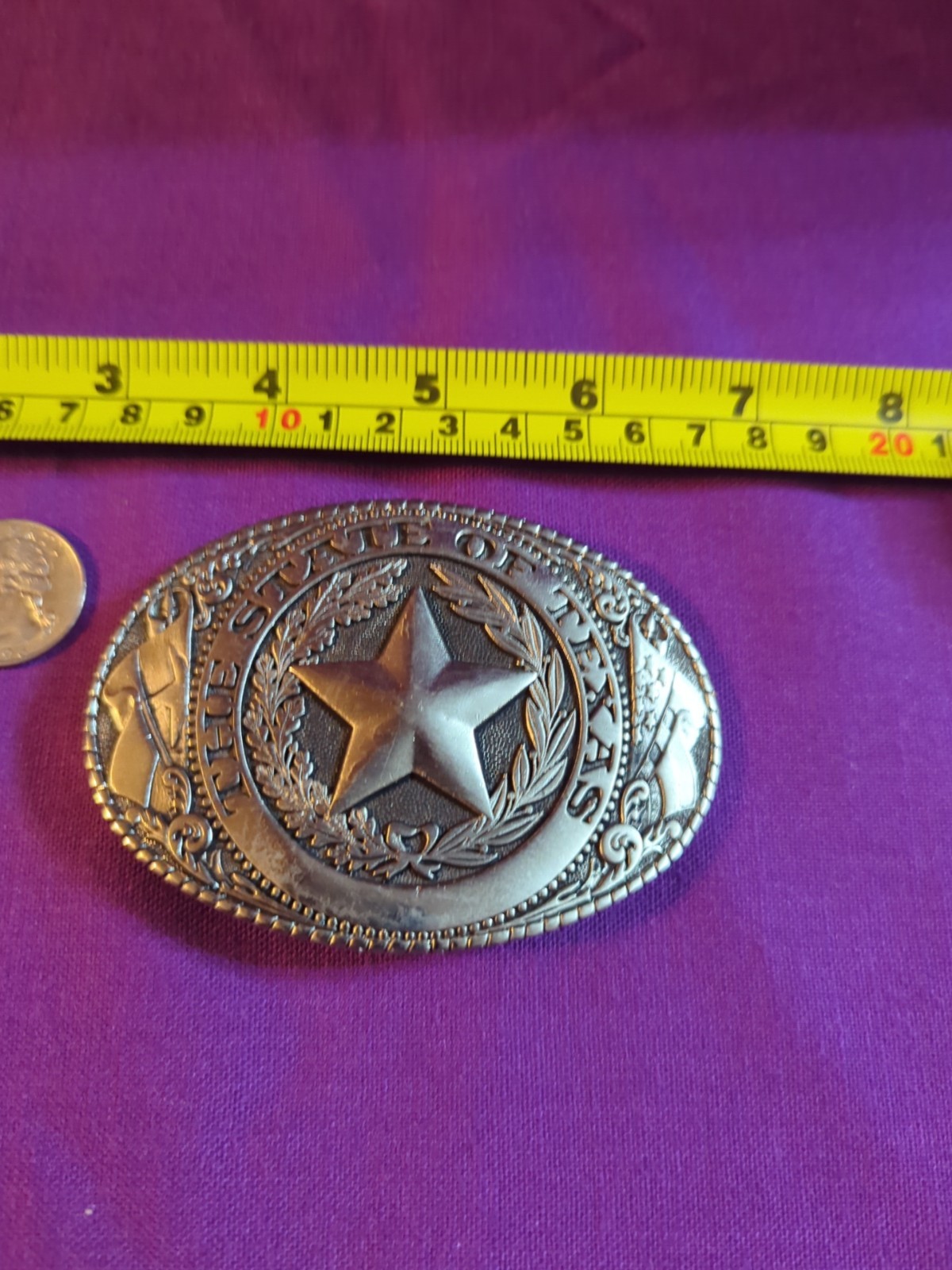 Texoma Leather & Brass – The State of Texas Flag Star Silver Belt Buckle