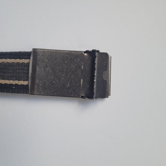 The North Face Canvas Belt Silver Buckle Striped Black Tan Accessories