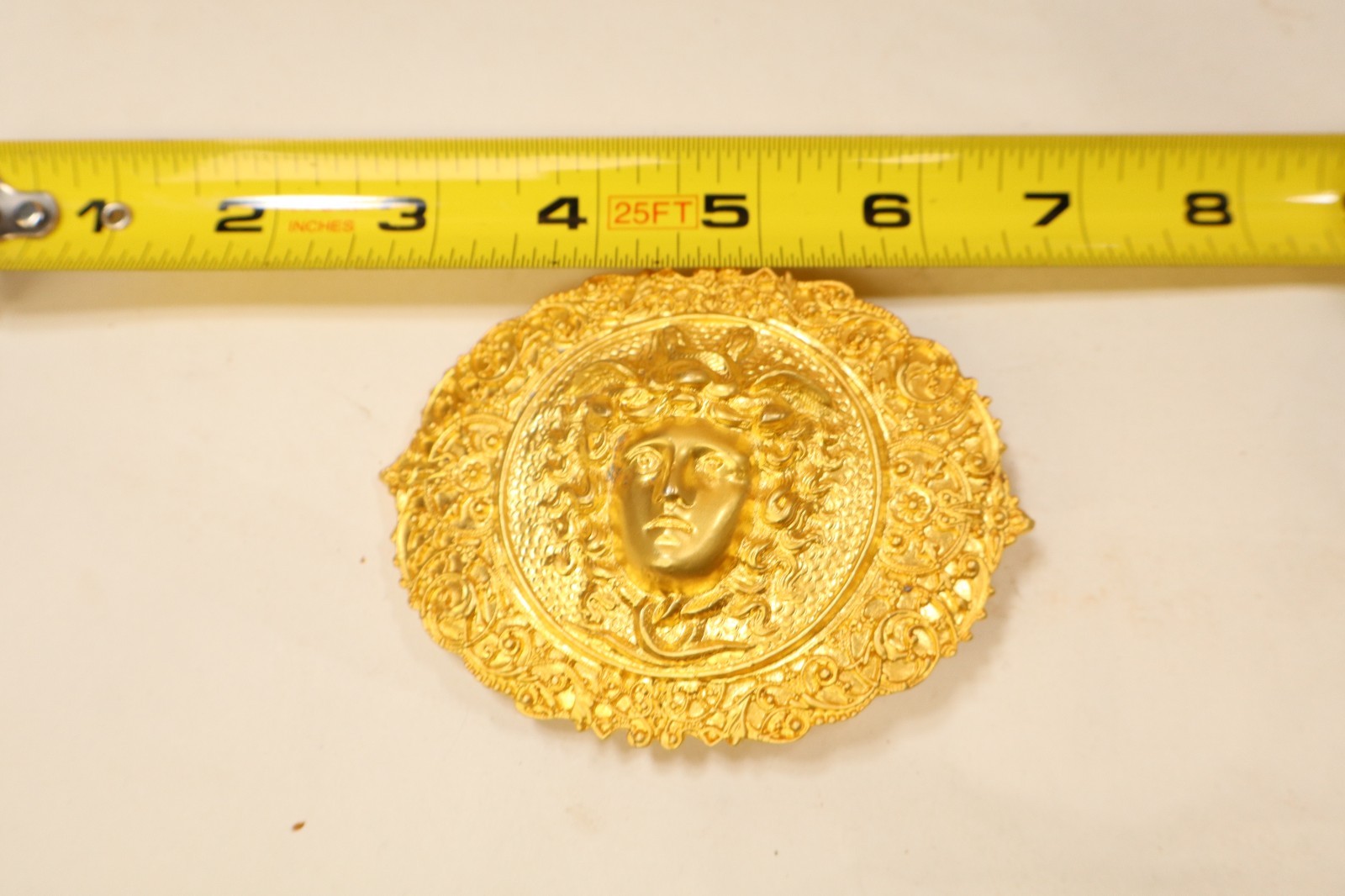 Gold Tone Medusa Head Belt Buckle