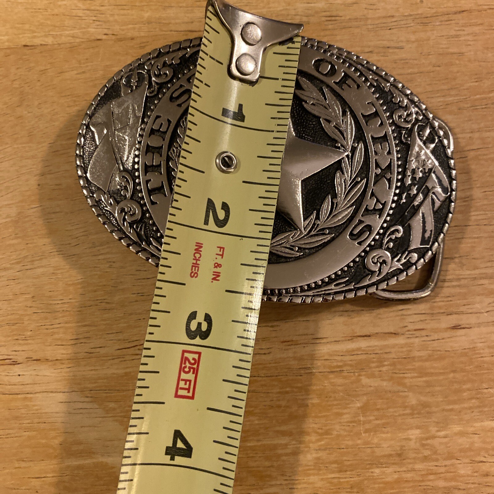 TL&B Texoma Leather & Brass – The State of Texas Flag Star Silver Belt Buckle