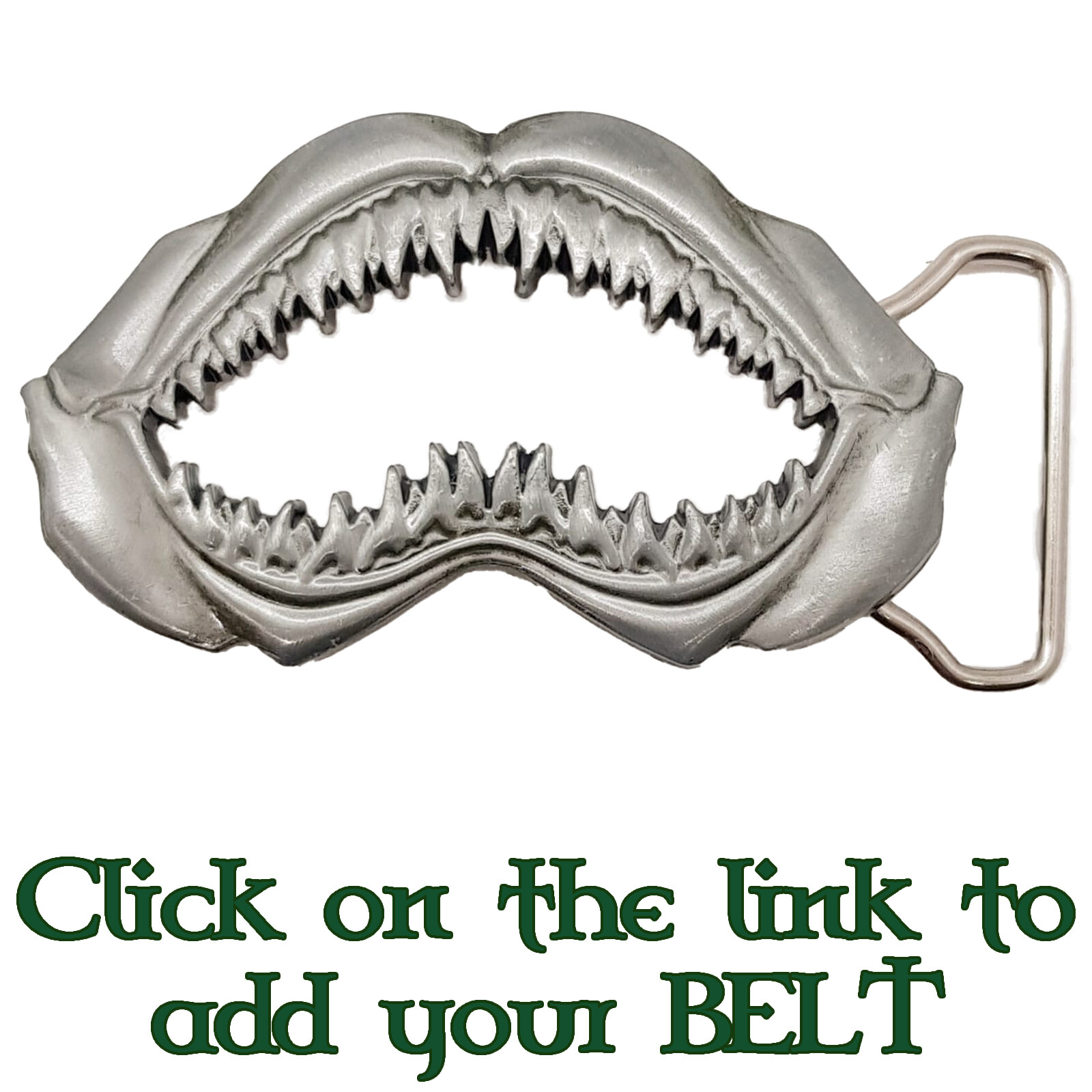 Shark Jaws Mouth Sharp Teeth Fish Belt Buckle Outlaw Enamel Biker Skull Metal