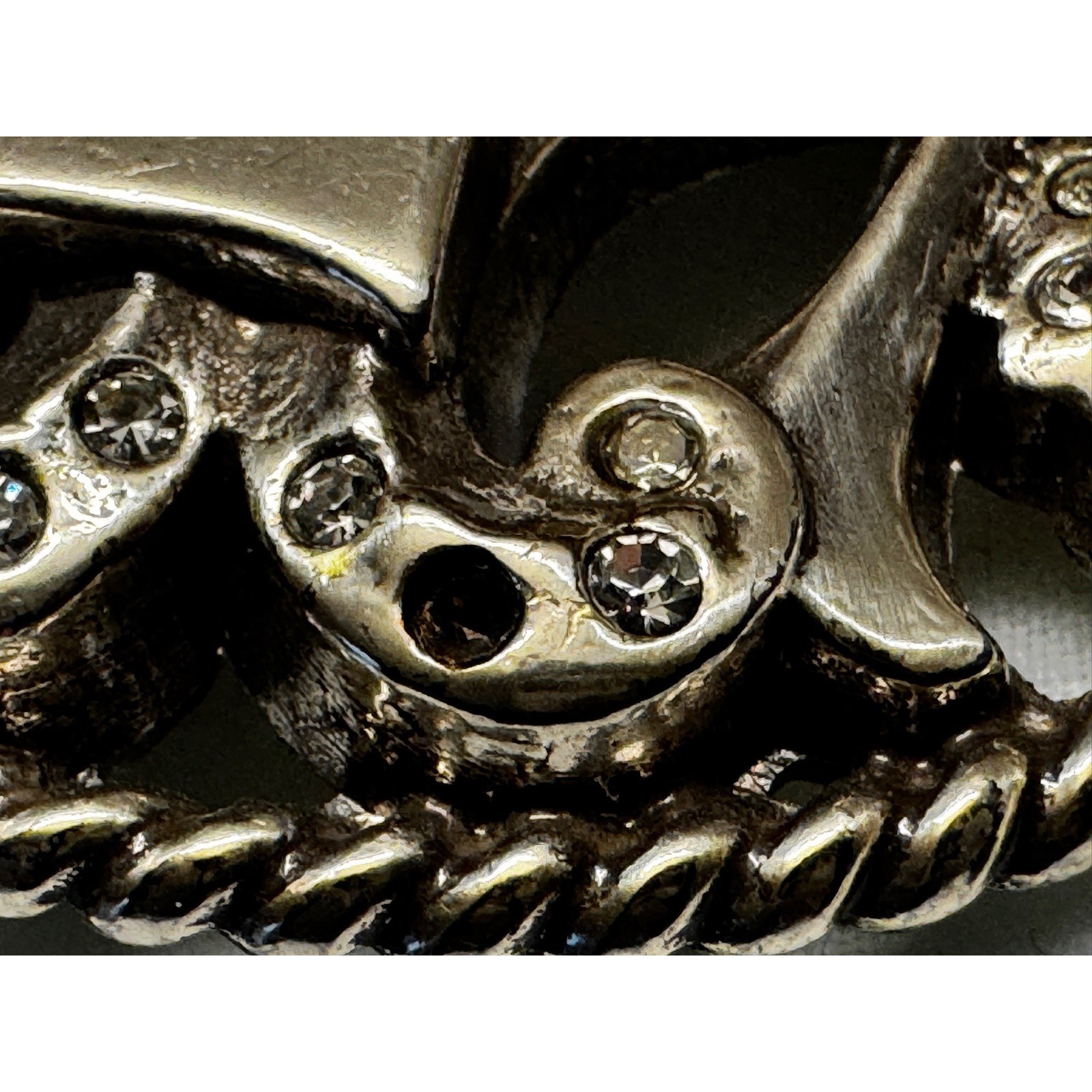 Harley Davidson Belt Buckle Silver Tone Filigree Rhinestone Biker Oval Scroll