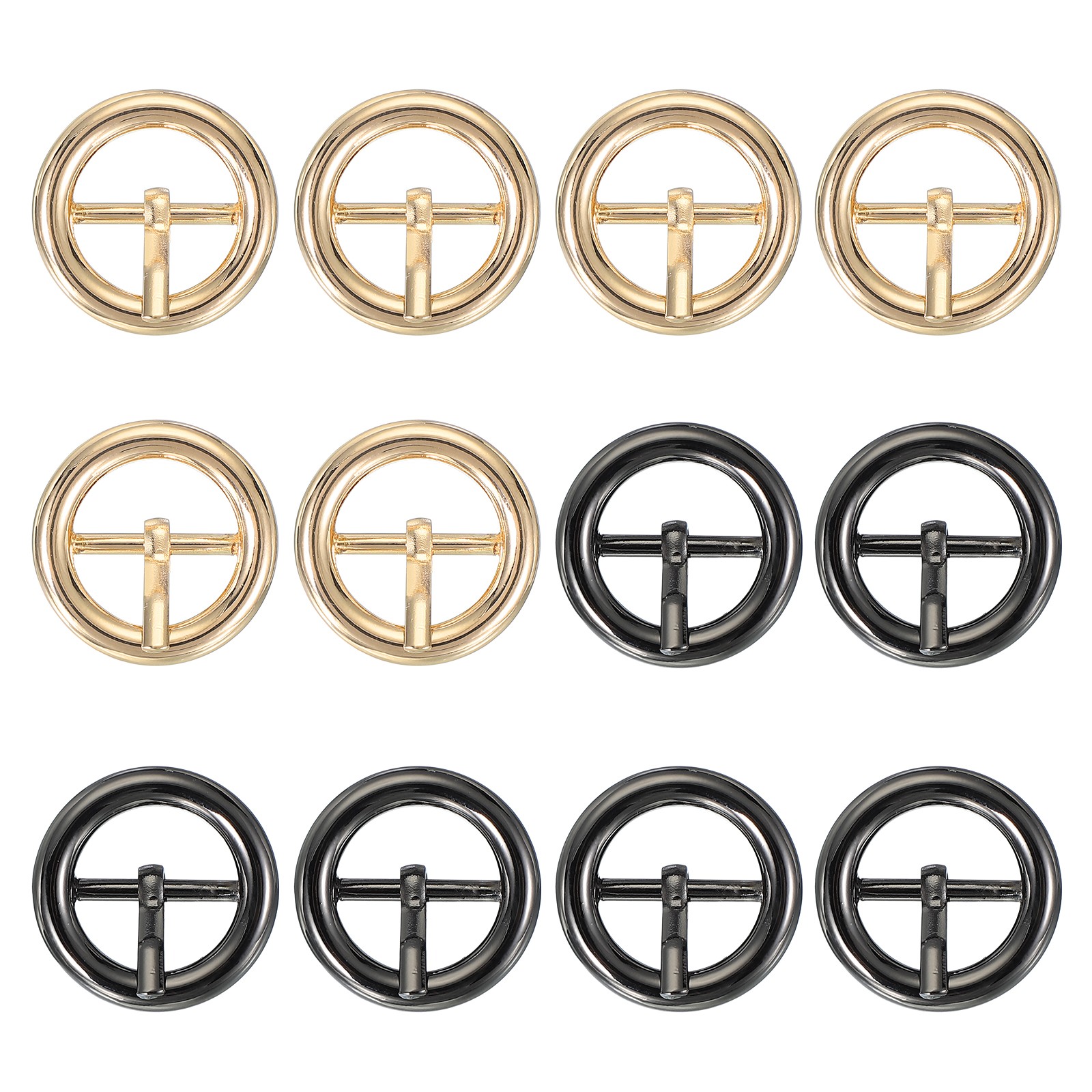 12Pcs 0.6&Prime; Single Prong Belt Buckle Metal Roller Buckle Light Gold/Black
