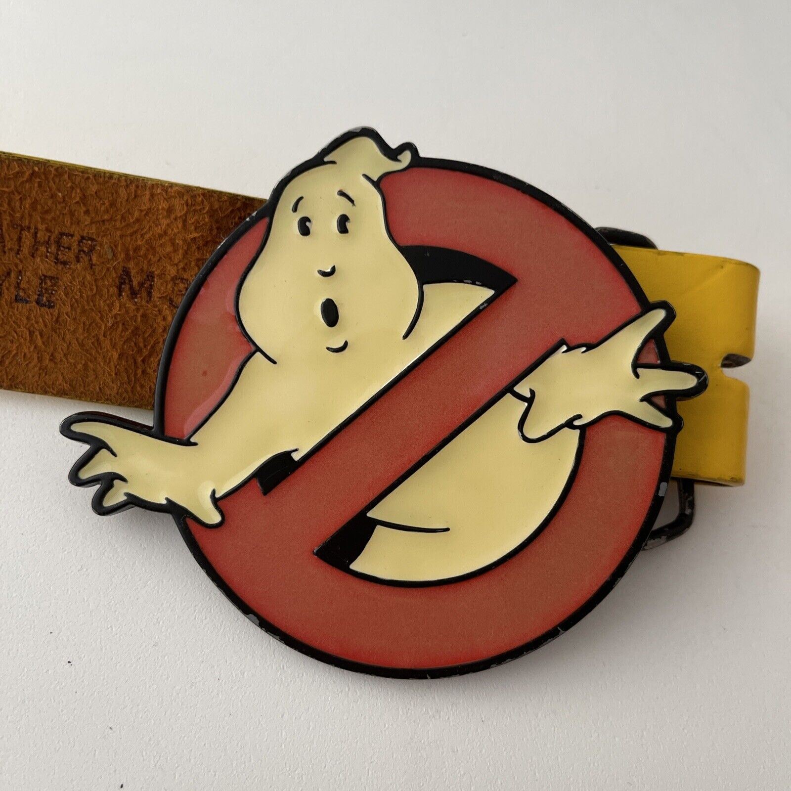 Ghostbusters Logo Belt Buckle Glows In The Dark w/ 3-Row Metal Studded Belt