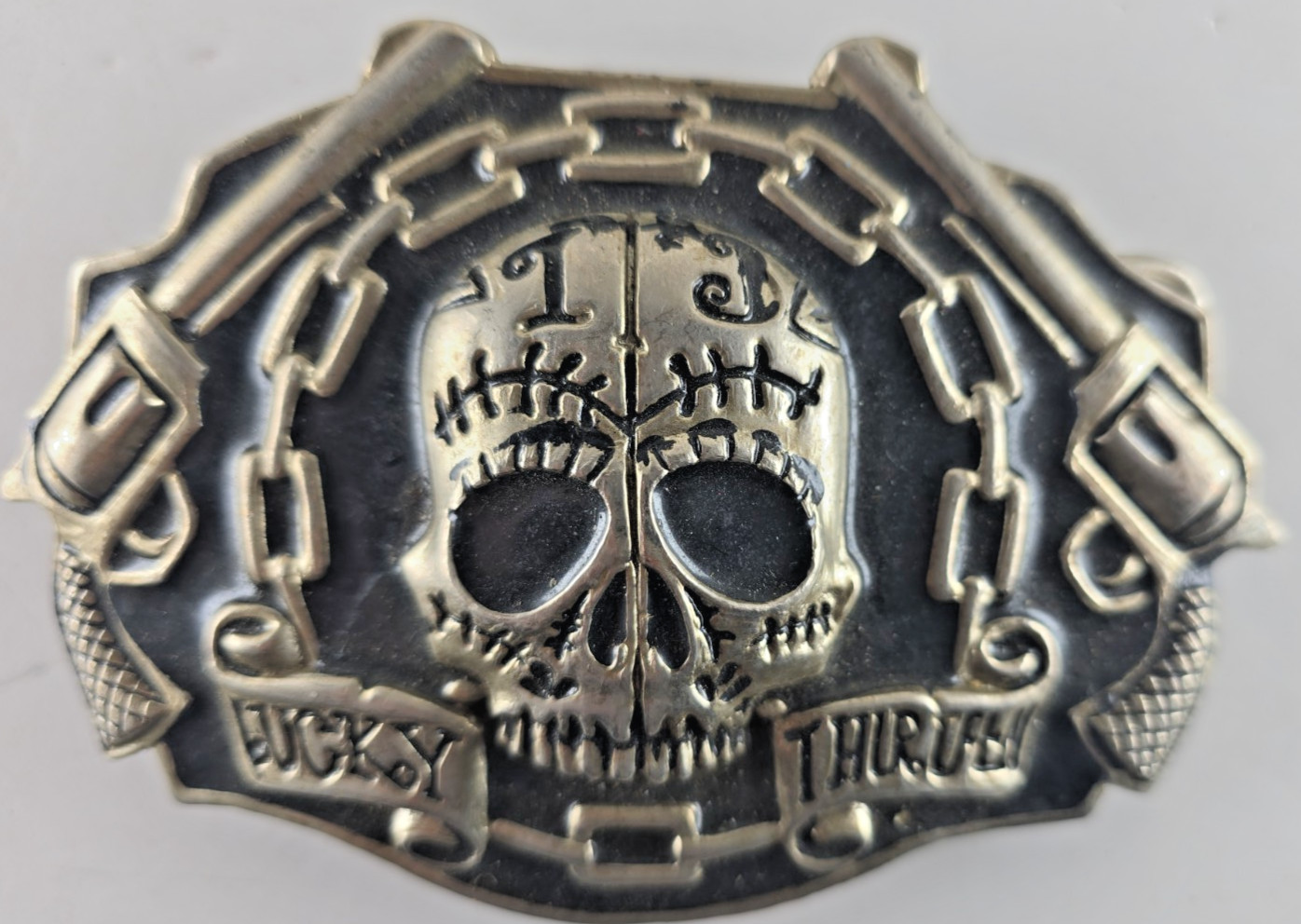 Rare Men&rsquo;s/Women’s Silver Metal Skull Western Belt Buckle