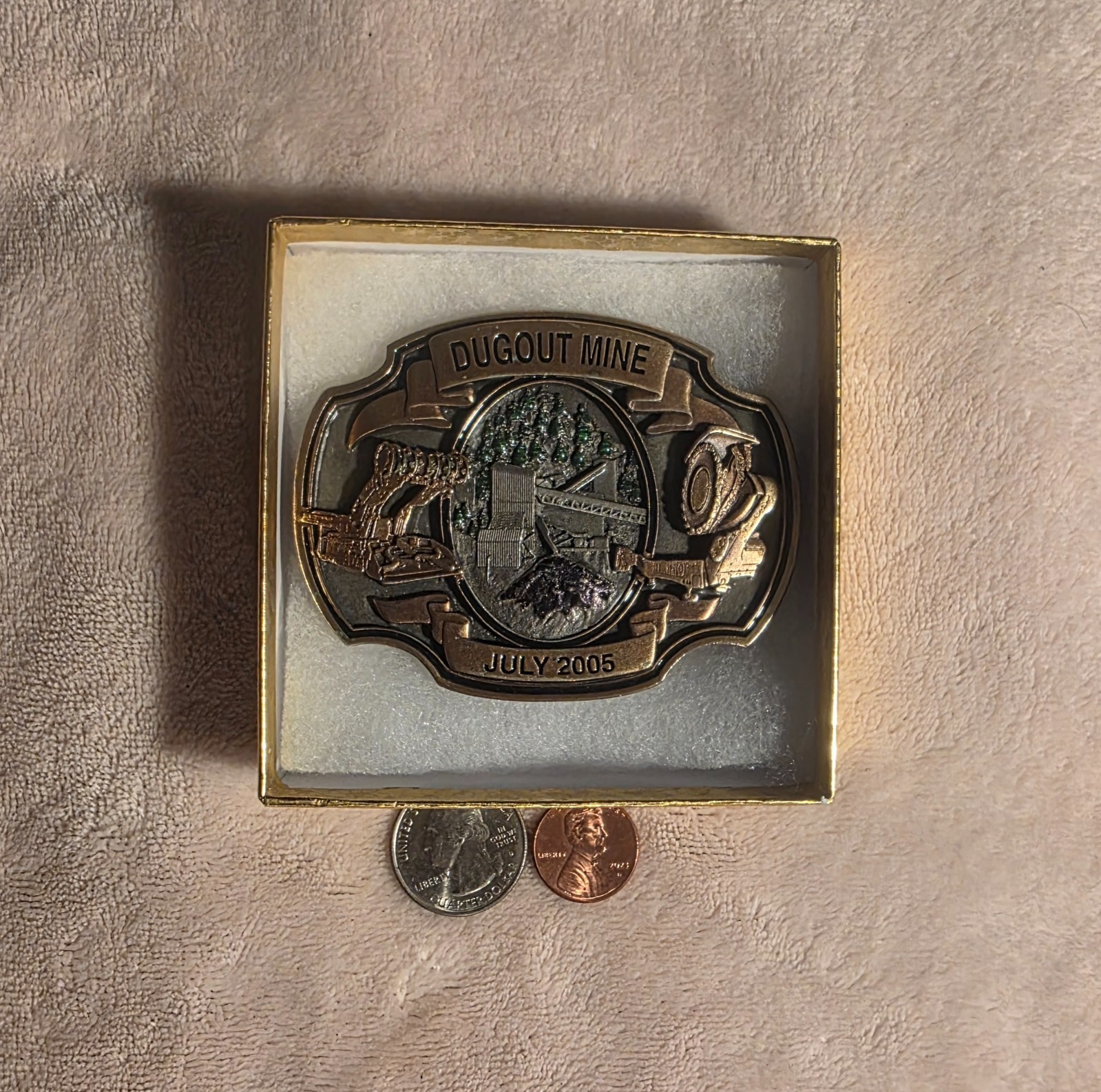 Vintage 2005 Metal Belt Buckle, Dugout Mine, Coal, Energy, Fuel, Fossil Energy