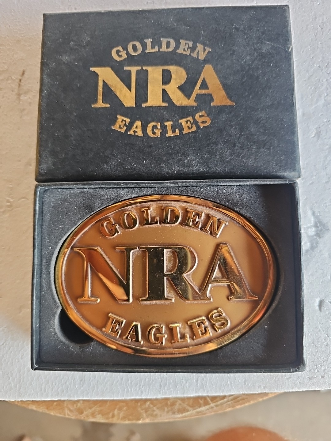 Golden Eagles NRA Belt Buckle In original Box,