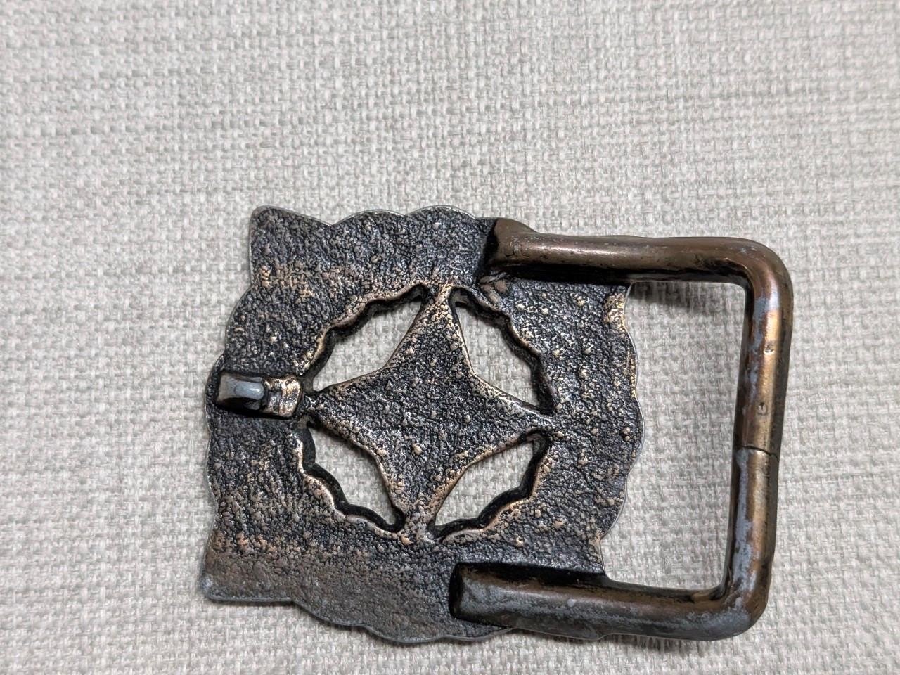 vintage 1970s handcrafted BRASS belt buckle BRUTALIST rustic BOHO hippie star