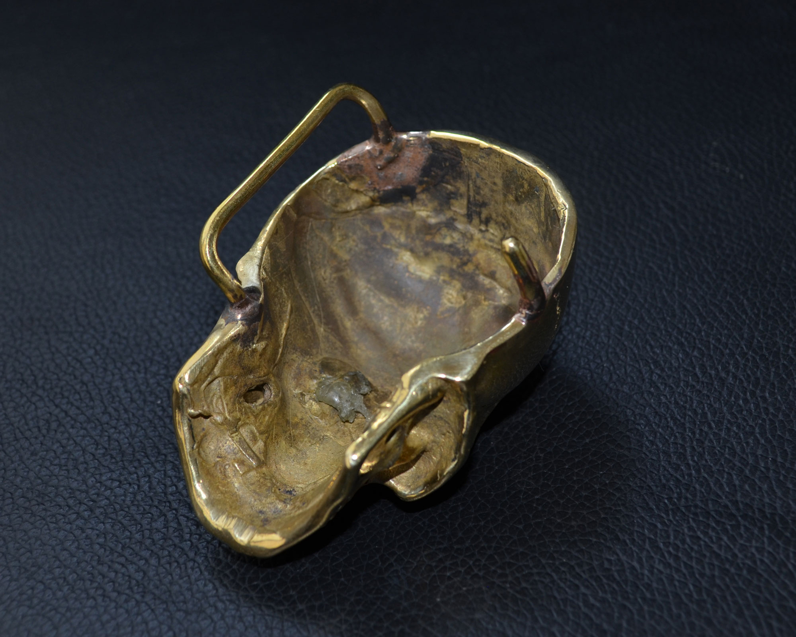 Handmade Pure Copper Brass Lost wax Casting Skull Hand polished Belt Buckle DIY