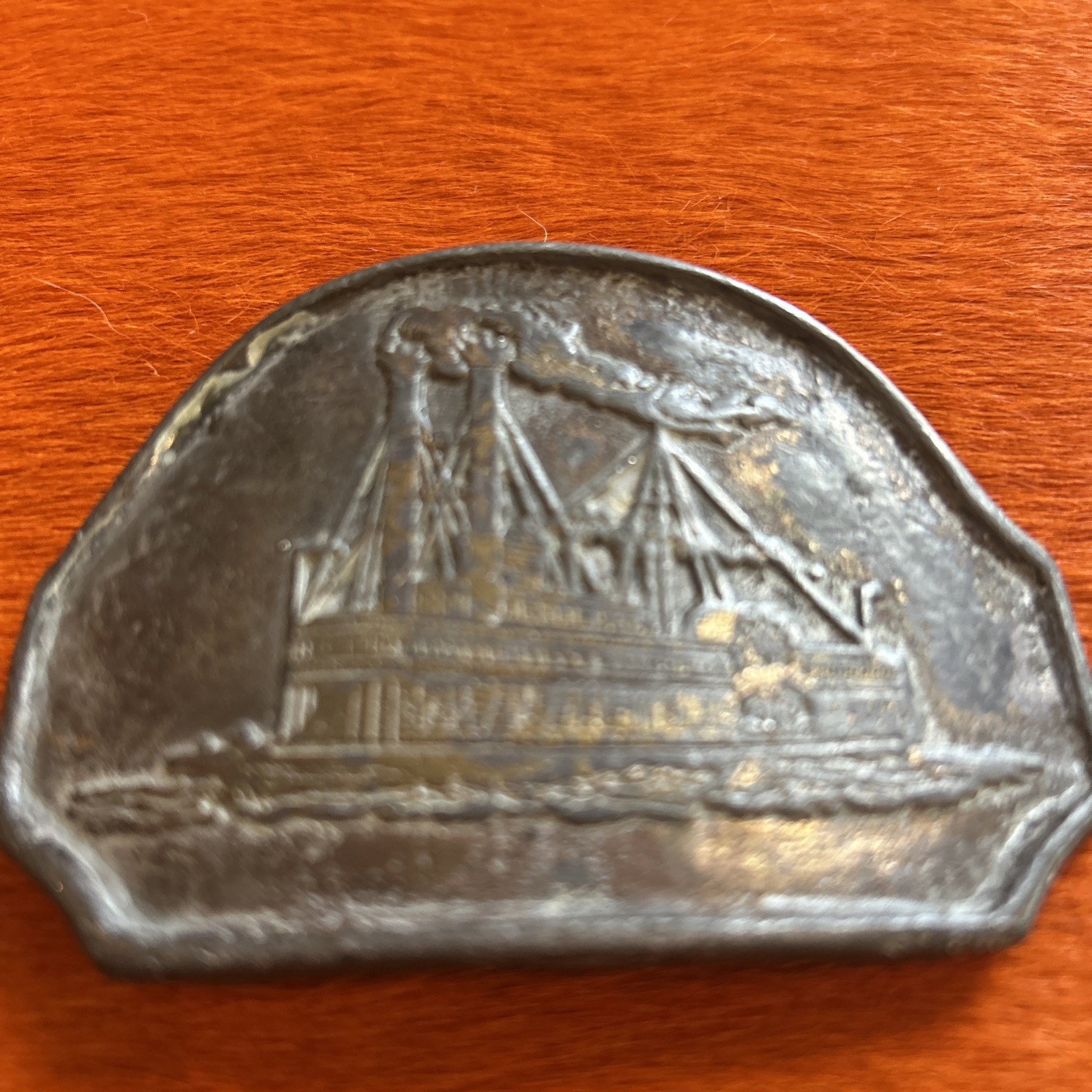 Vintage Solid Brass “Riverboat Steam Ship Passenger Transport” 3” Belt Buckle