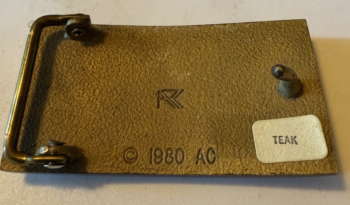 Sertoma International Belt Buckle Vintage Teakwood And Brass 1980 VGC