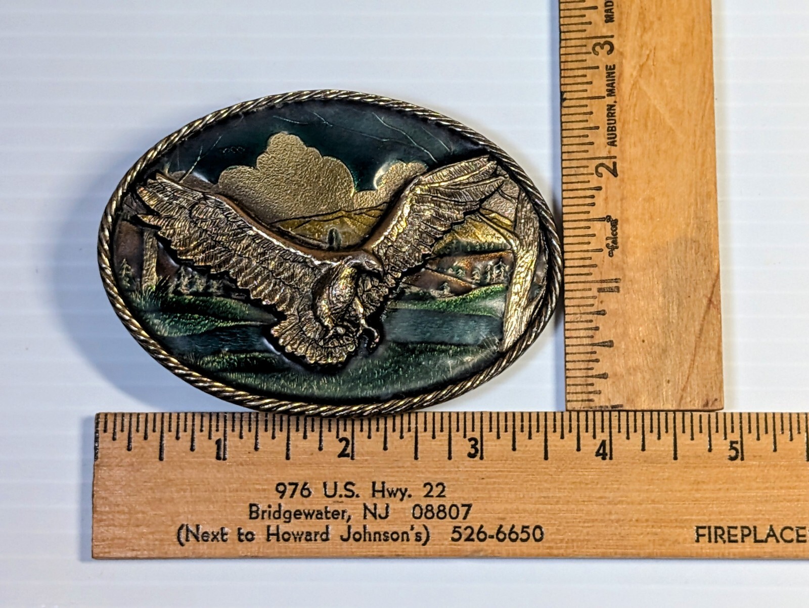 Great American Buckle Company Enameled Open Wing Flying Eagle Belt Buckle