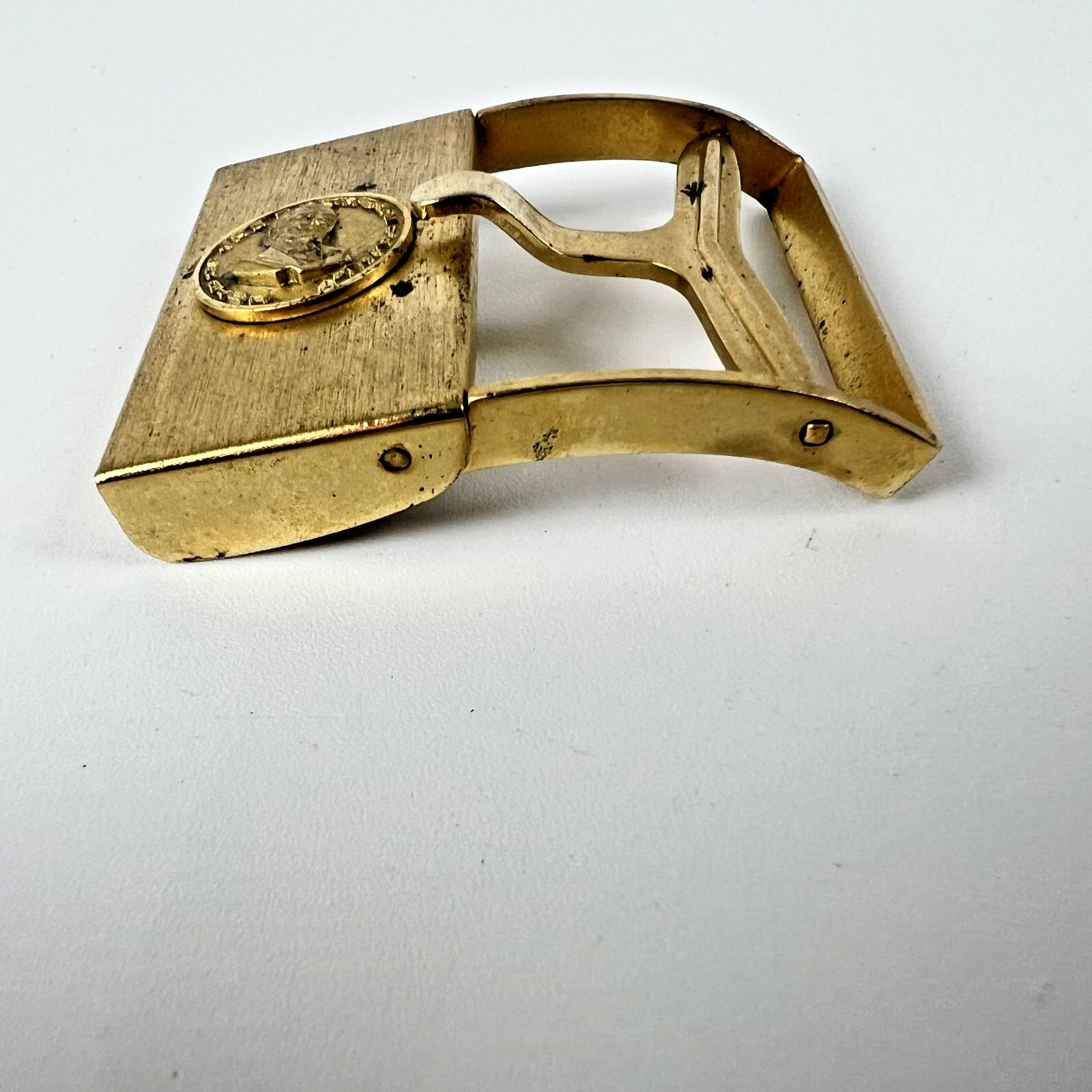 Anson Old Grand Dad Bourbon Belt Buckle Head Of The Bourbon Family Gold Tone