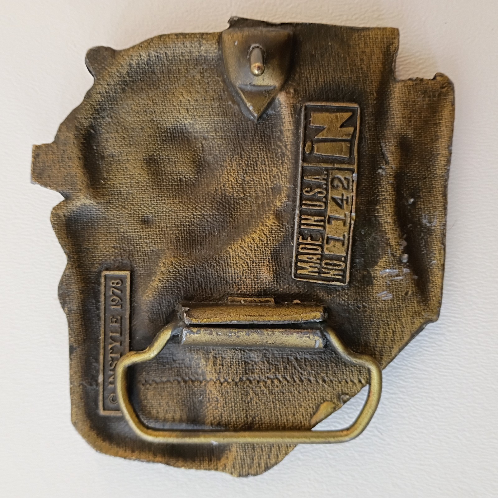 Vintage 1978 Instyle Brass Locomotive Train Railroad Belt Buckle 1142 3.5×3.5