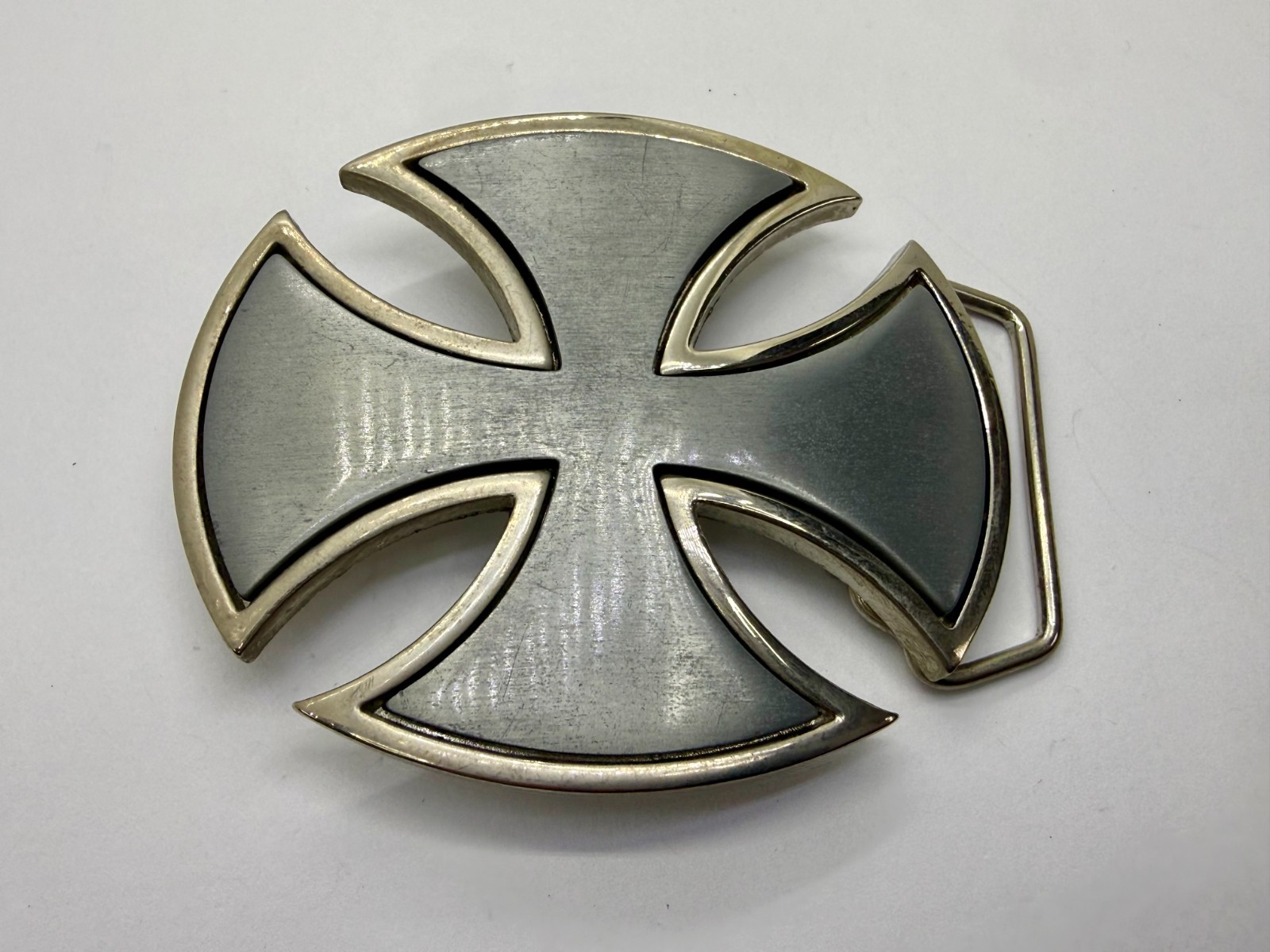Maltese Celtic Iron Cross Gothic Punk Biker Vibe Cutout Silver Color Belt Buckle
