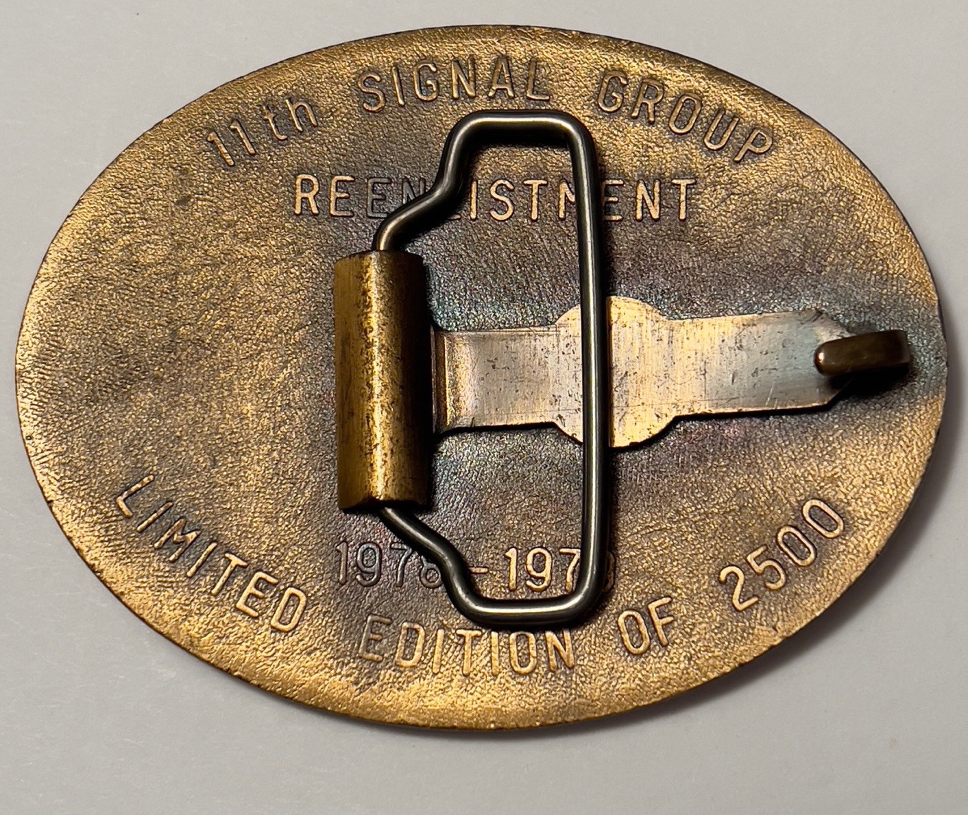 VTG Belt Buckle Fort Huachuca Arizona 11th Signal Group Reenlistment Ltd Edition