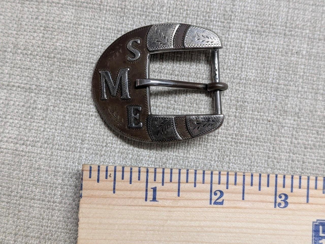 vintage HANDCRAFTED belt buckle set 2PC keeper WESTERN sterling « JAGGAR » bronze