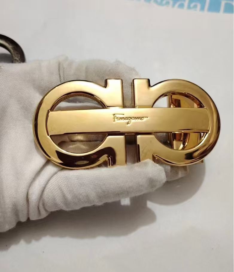 Men&rsquo;s Ferragamo Double Gancini Copper Belt Buckle Gold fits 3.4cm wide Belts
