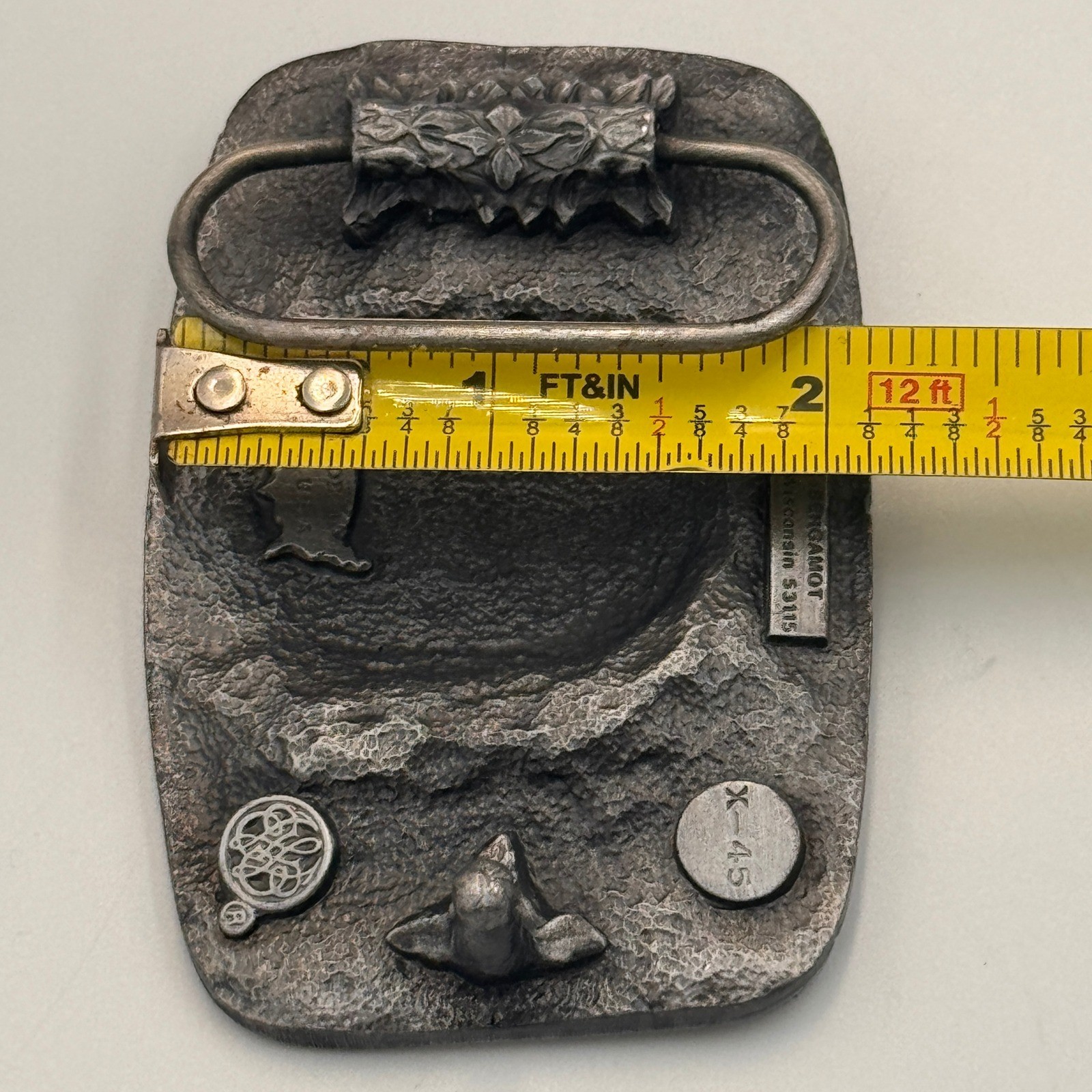 Vintage 1987 Bergamot Pewter Train Locomotive Belt Buckle X-45 Made in USA 3D