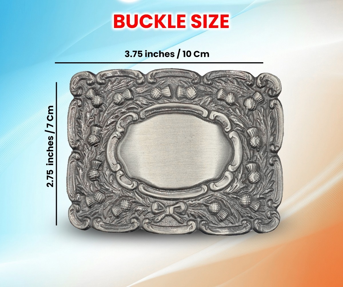 AAR Scottish Highland Piper Thistle Design Kilt Belt Buckle Antique Finish