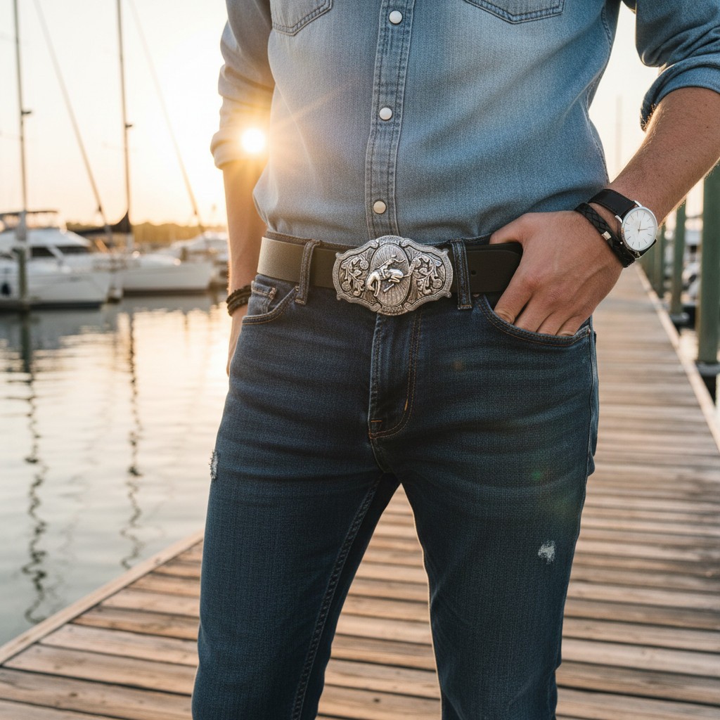 Men Silver Metal Rodeo Horse Belt Buckle Western Fashion Cowboys Casual Day Wear